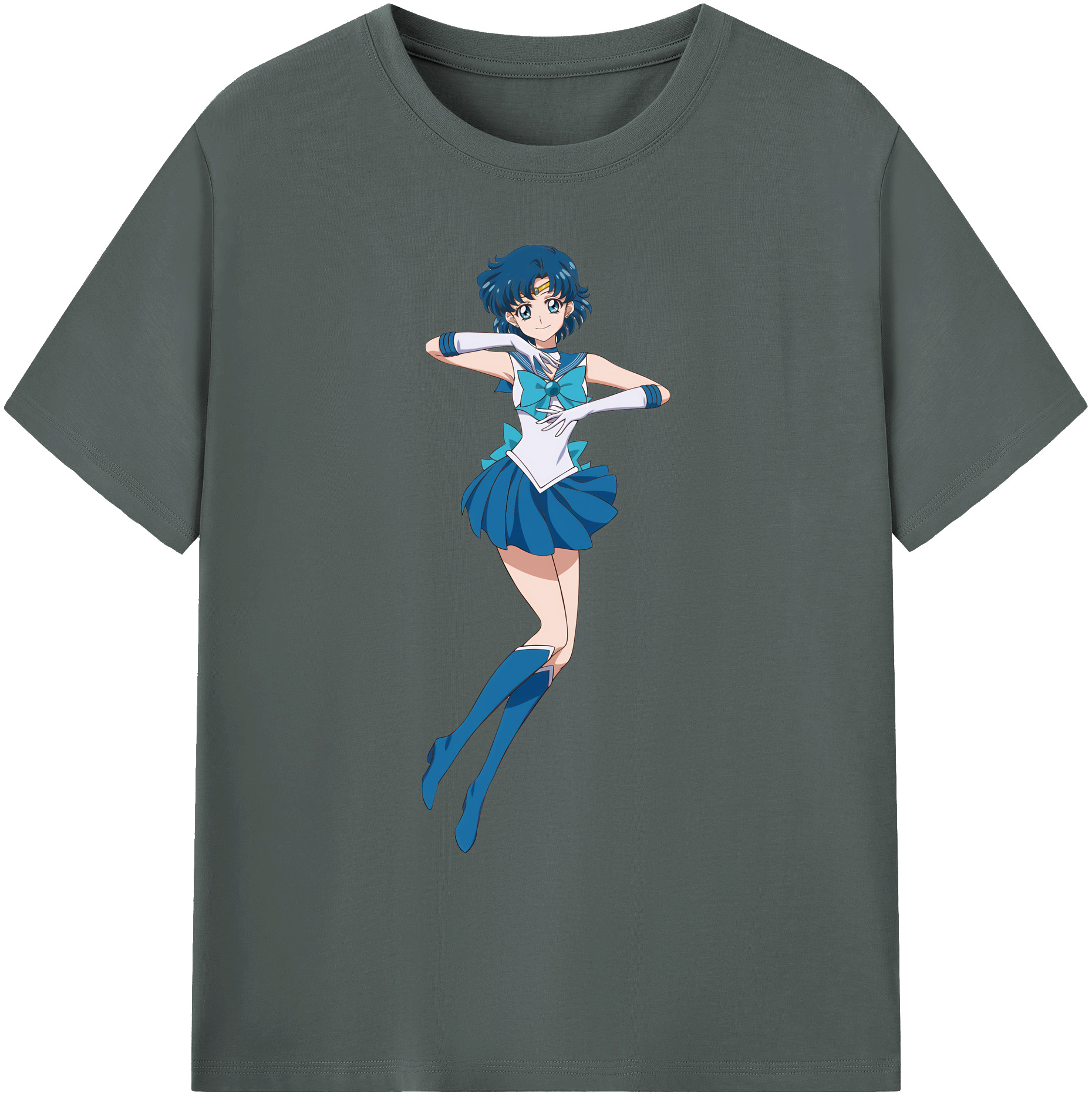 （画像用） 美少女戦士セーラームーン 水野 亜美 みずの あみ Sailor Moon Mizuno Ami 綿100％ メンズ半袖Tシャツ｜肌触りやわらか＆通気性